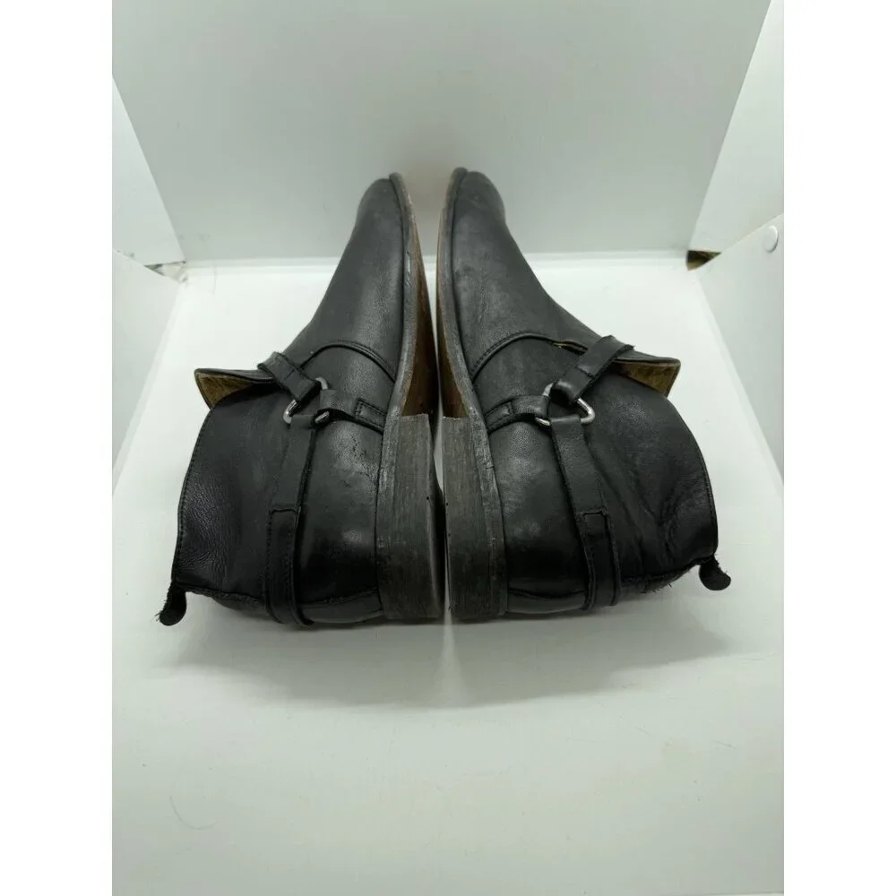 Hudson London Men’s Chelsea Ankle Boot EU 44/US 11 Black Leather Strappy Pull On